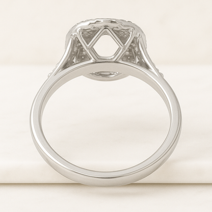 White Gold Double Halo Engagement Ring Moissanite Engagement Ring Set Moissanite Bridal Set