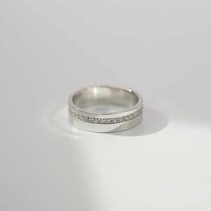 White Gold Round Moissanite Channel Set Band For Him