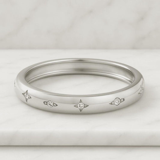 White Gold Twisted Wedding Band: Comfort Fit Stacking Ring
