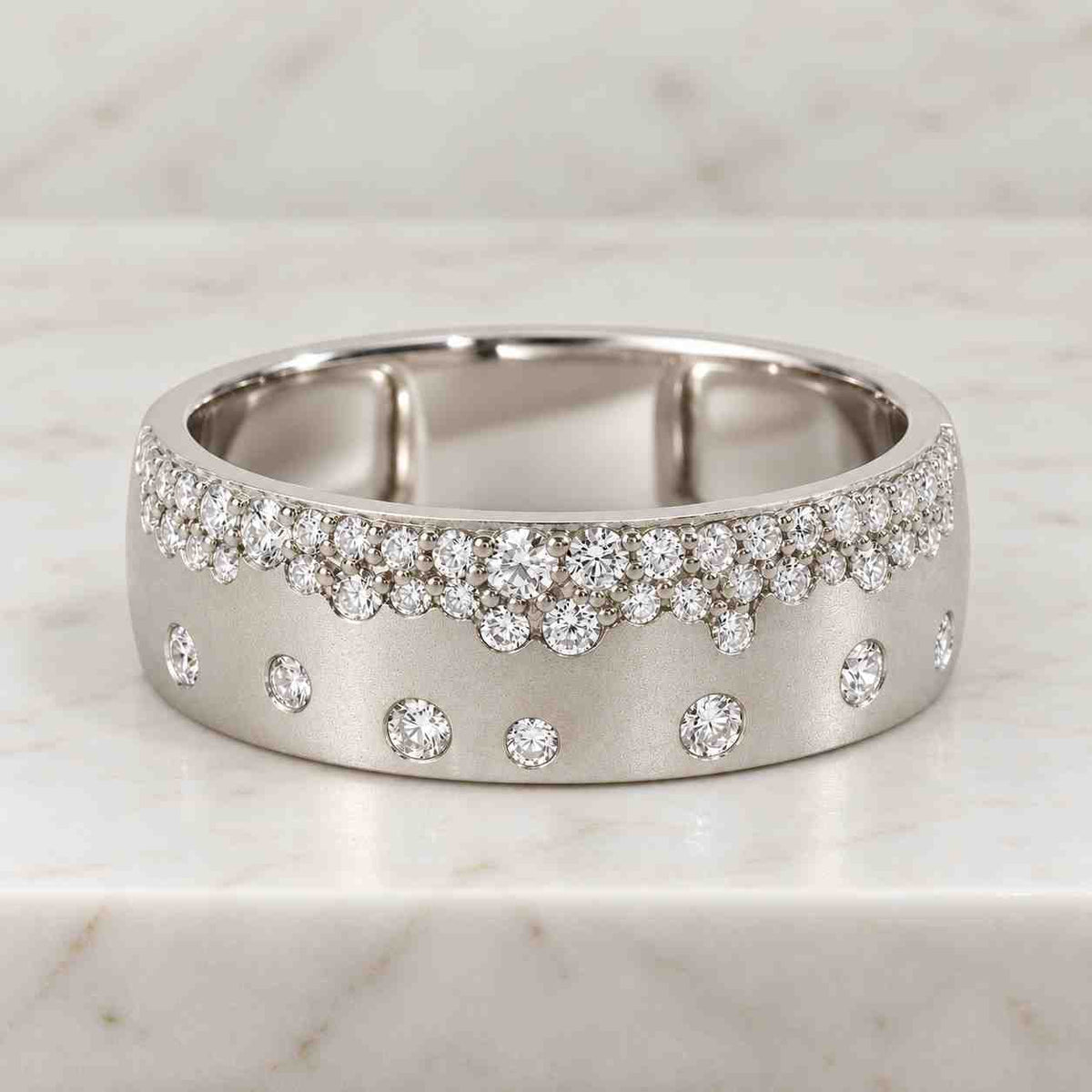 Wide Band Solitaire Ring, 9 mm Round Cut Colorless Moissanite Diamond Ring, 6 Prong Cigar Band 925 Sterling Silver Ring, Anniversary Gift
