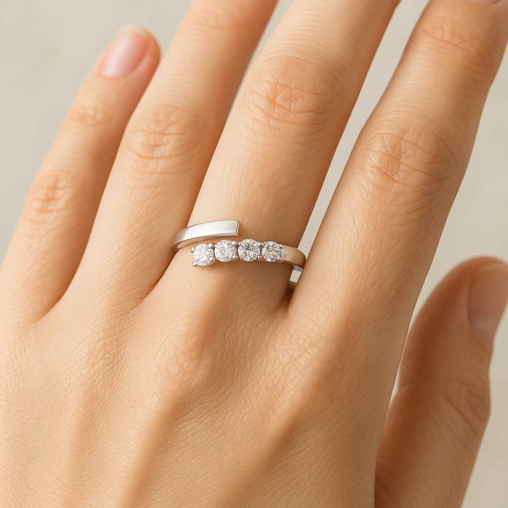 Womens Cuff Stacking Ring Lab Grown Diamond Wedding Band Marquise Stackable Ring Gift Womens Cuff Stacking Ring Round Cut Diamodn Band Bypass Setting Ring Everyday Ring