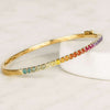 10K Gold Rainbow Gemstones Bangle Bracelet