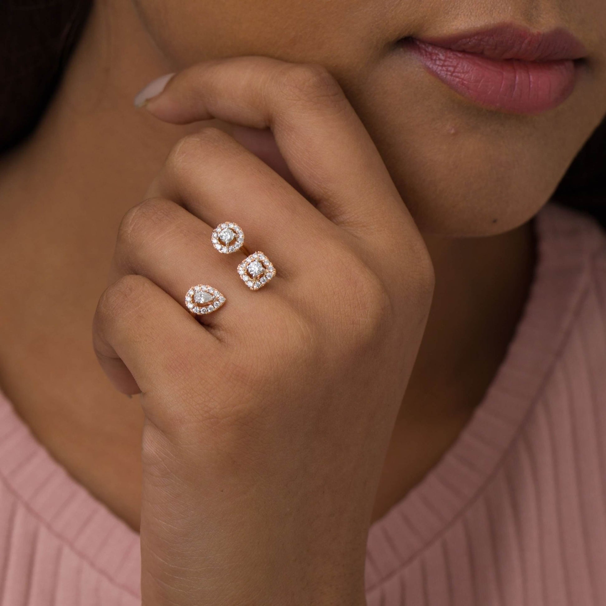 Womens Cuff Stacking Ring, Lab Created Diamond Ring