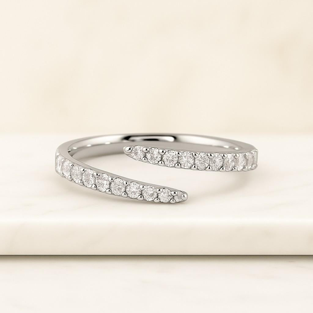 womens cuff stacking ring real lab grown diamond ring emerald cut ring