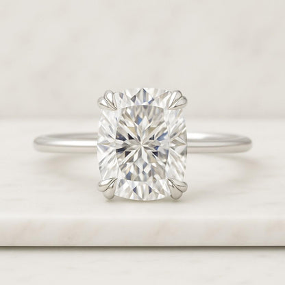 Womens Daily Wear Ring Diamond Distance Wedding Ring Lab Grown Diamond Ring Elongated Cushion Cut Engagement Ring