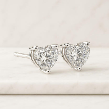 Womens Moissanite Iced Out Heart Shaped Cut Stud Screwback Earrings Solid 925 Sterling Silver