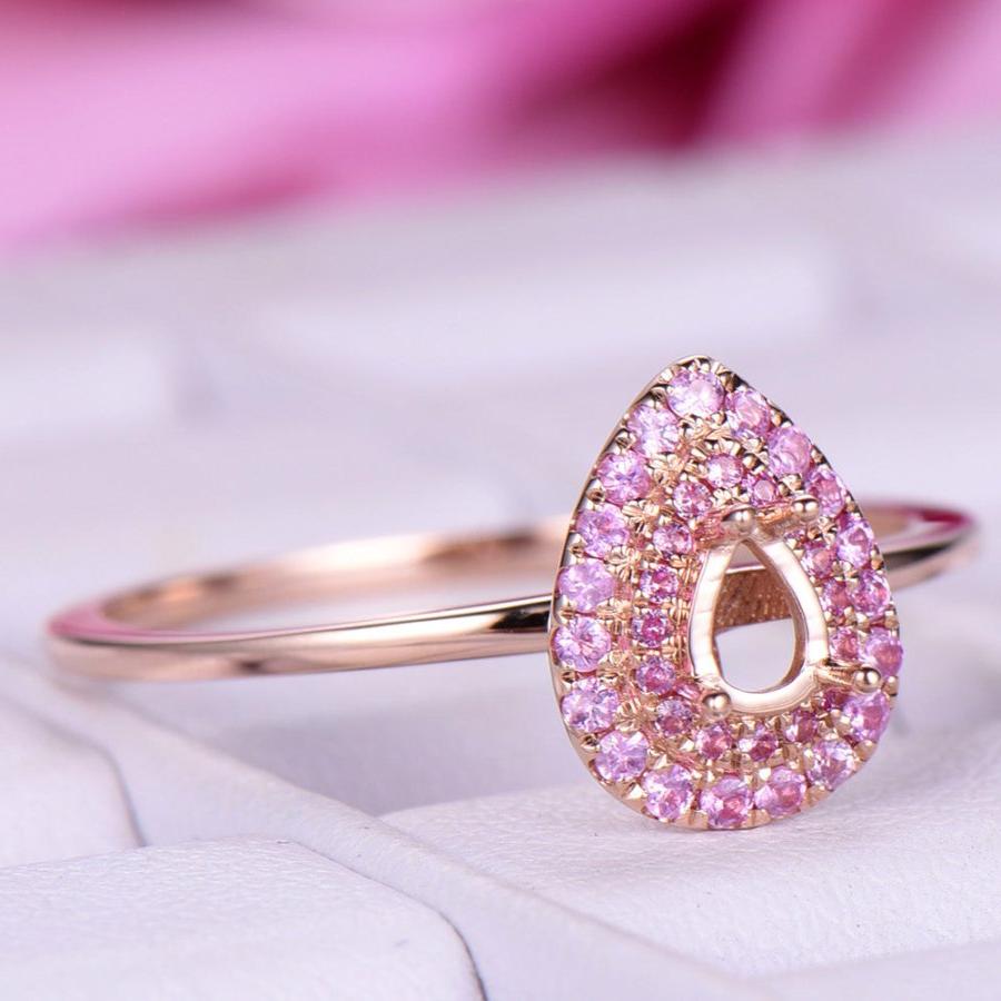 Womens Pink Pear Cut Diamond Ring