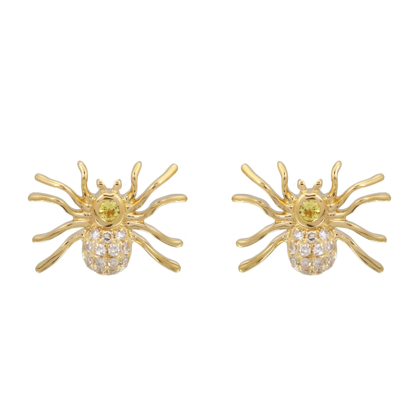 Yellow Diamond Halloween Spider Earrings