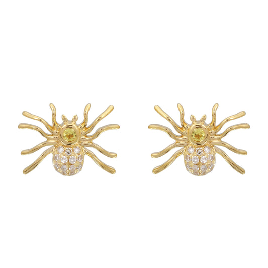 Yellow Diamond Halloween Spider Earrings