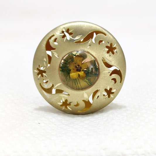 Yellow Flower Gold Plated Floral Feminine Ring
