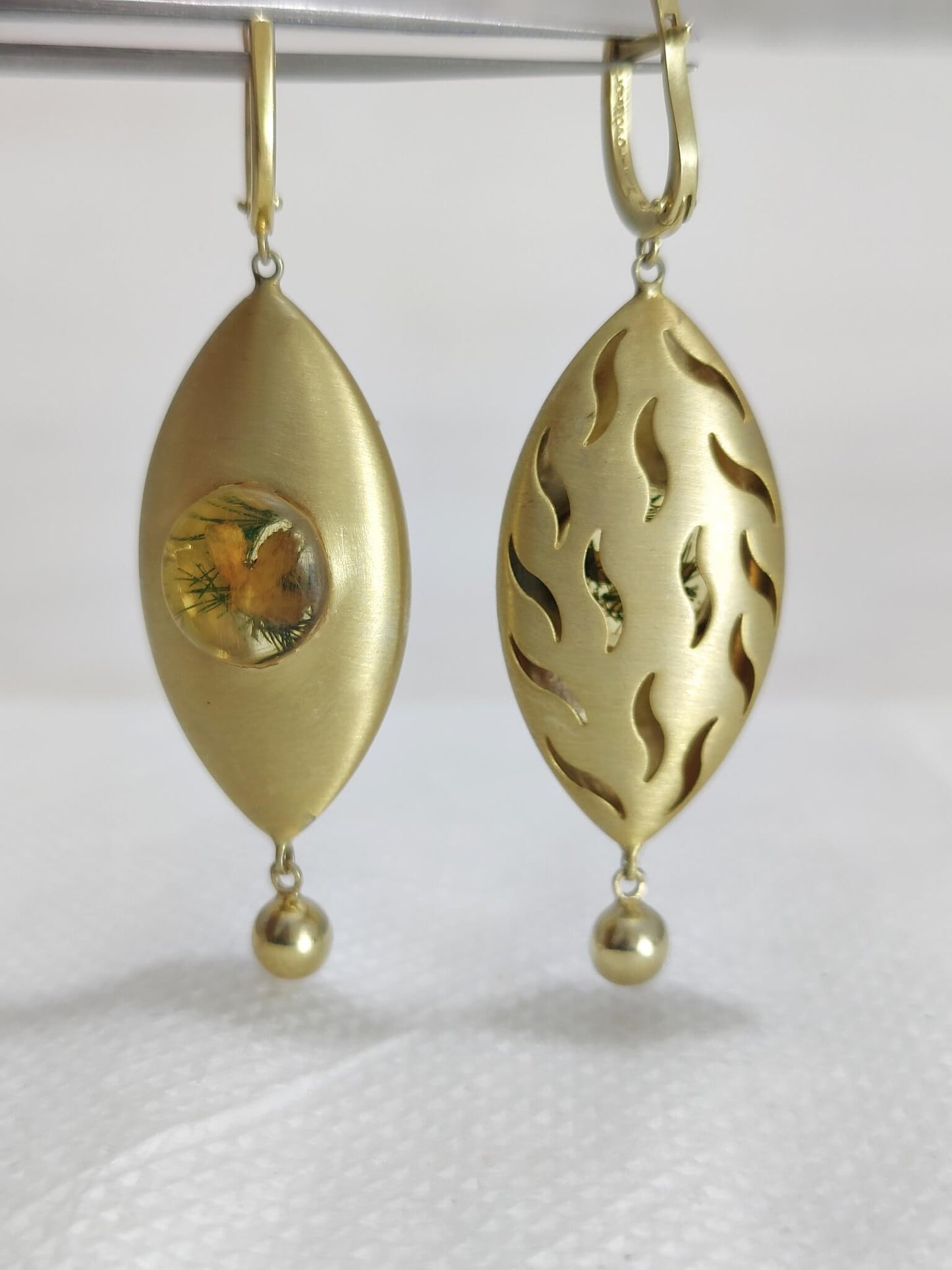 Yellow Flower Marquise Shape Drop Dangle Earrings