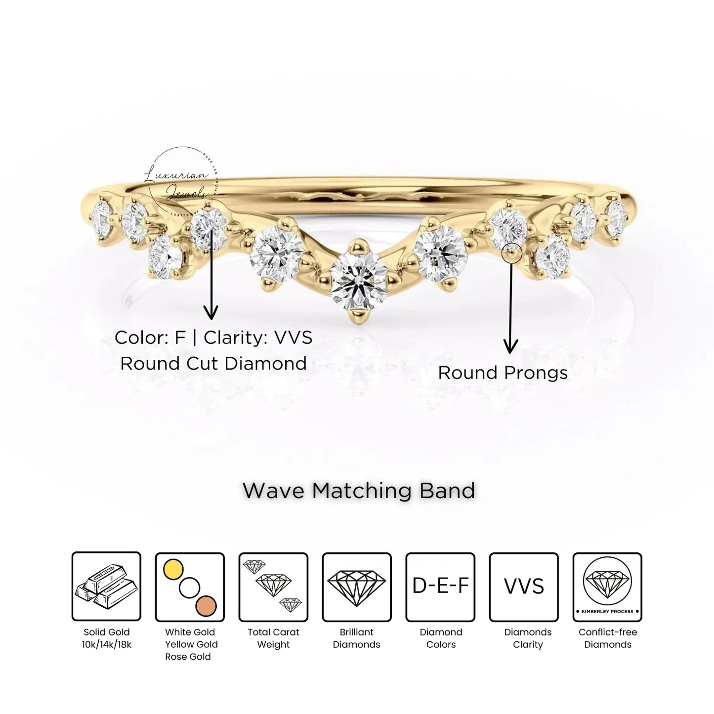 yellow gold diamond curve ring