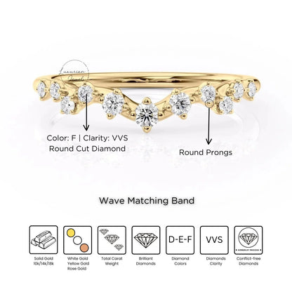 Yellow Gold Diamond Curve Ring