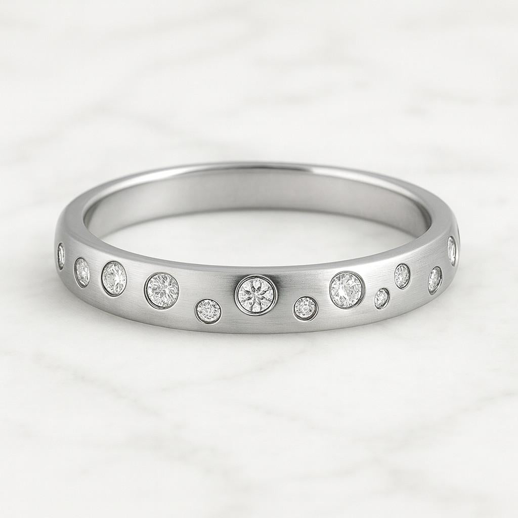 14K Yellow Gold Diamond Dome Ring  Chunky Pave Wedding Band  Statement Anniversary Ring