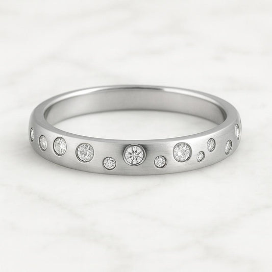 14K Yellow Gold Diamond Dome Ring  Chunky Pave Wedding Band  Statement Anniversary Ring