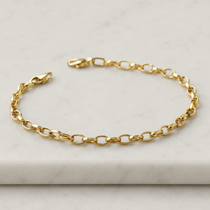 9ct Yellow Gold Figaro Paperclip Link Bracelet