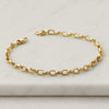 18k Solid Yellow Gold Oval Link Chain Bracelet for Unisex