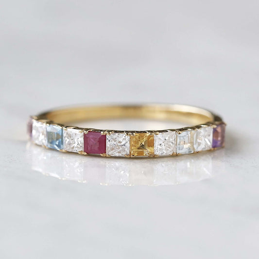 Yellow Gold Half Eternity Band For Women