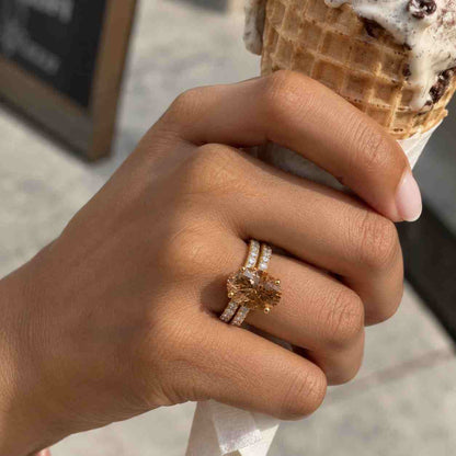 Yellow Gold Oval Ring, Vintage Inspired Unique Bridal Ring