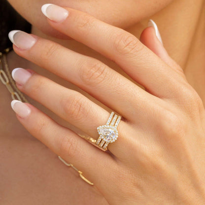 Yellow Gold Pear Cut Diamond Bridal Set Wedding Ring