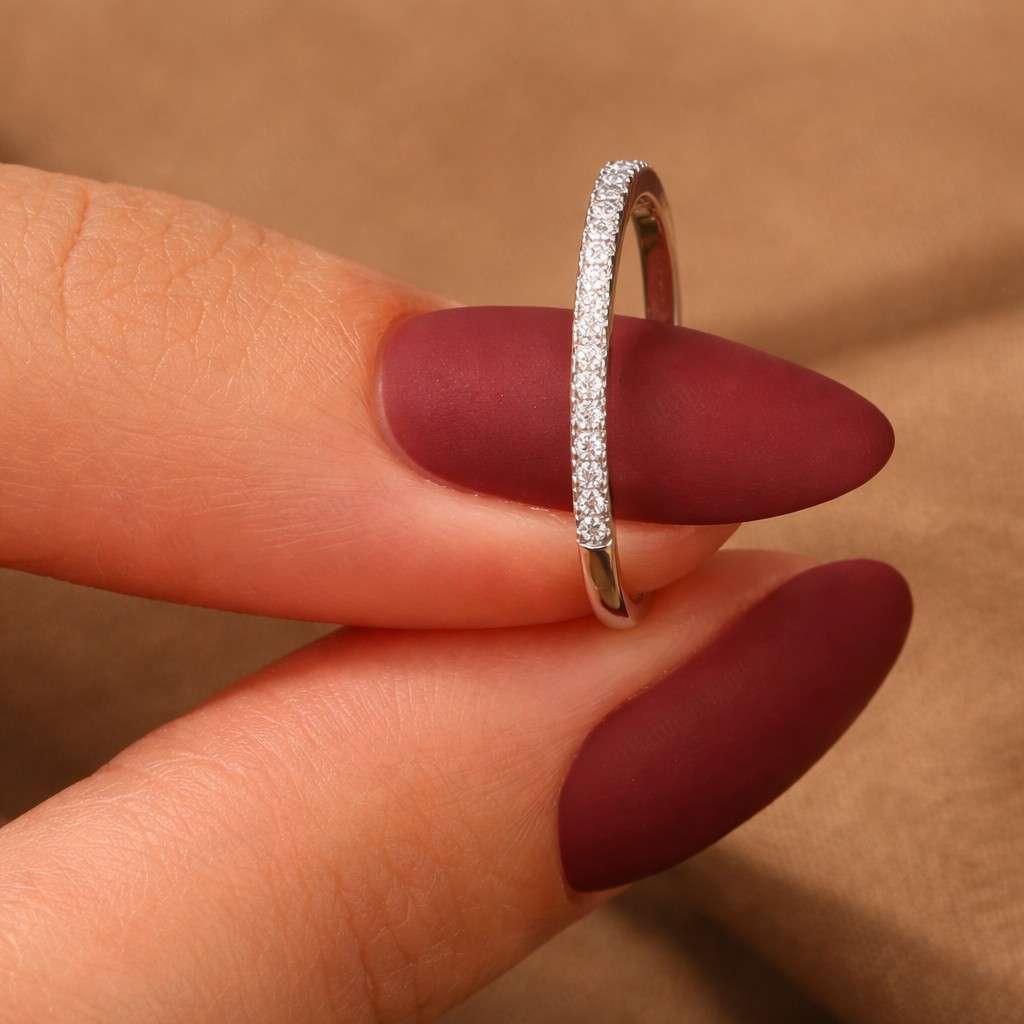 Diamond Full Eternity Band Ring 1.70MM Round Diamond Wedding Ring Women Lab Grown Diamond Minimalist Bridal Ring Pave Infinity Stacking Ring
