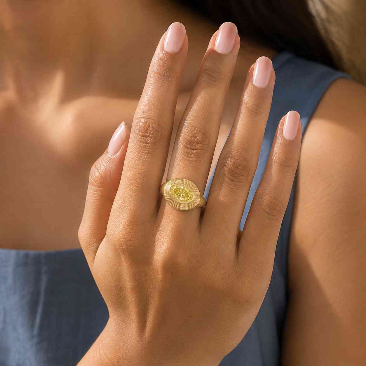 yellow oval lab diamond engagement ring | vintage style ring | anniversary gift | luxury jewelry