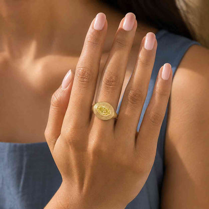 Yellow Oval Lab Diamond Engagement Ring | Vintage Style Ring | Anniversary Gift | Luxury Jewelry