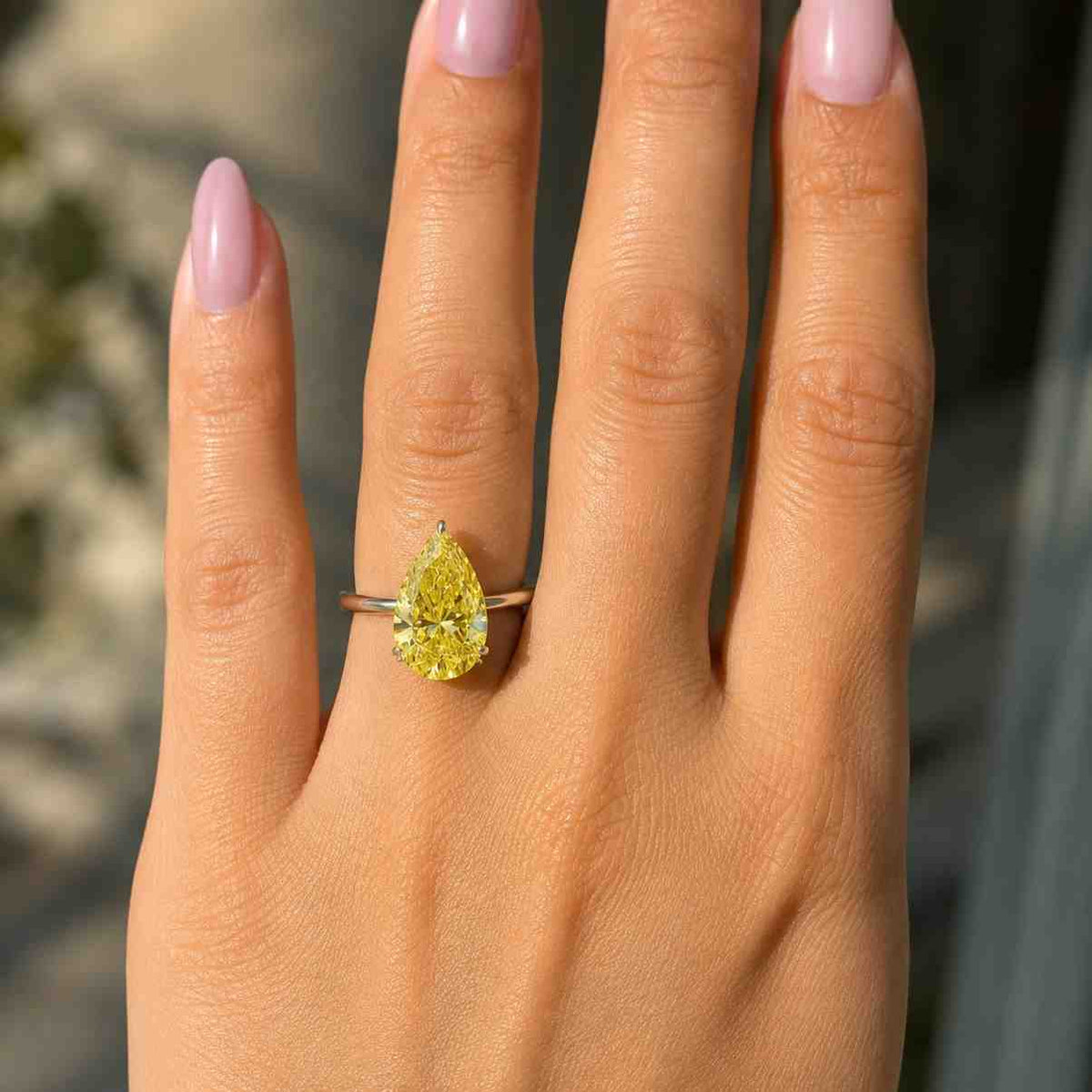 Yellow Pear Cut Diamond Engagement Ring 