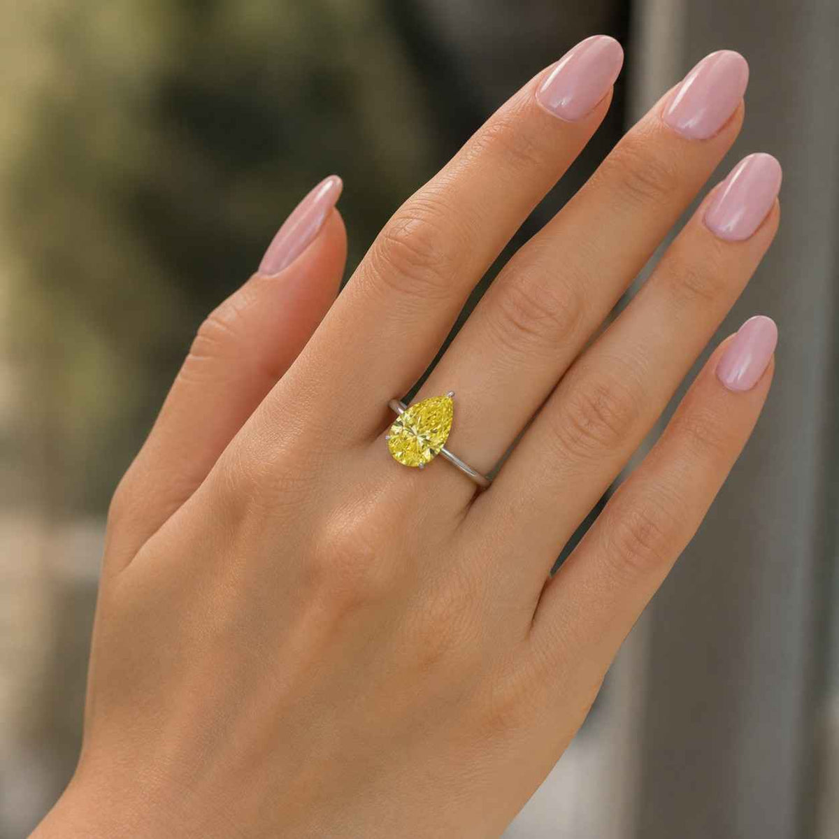 yellow pear engagement ring, lab diamond ring, 14k gold ring, yellow pear stone, perfect anniversary gift bridal ring for her