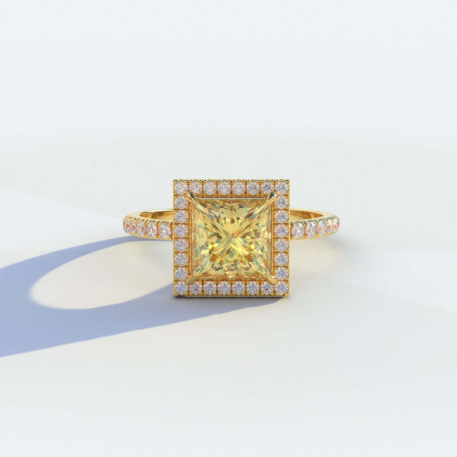 Yellow Princess Cut Diamond Engagement Ring