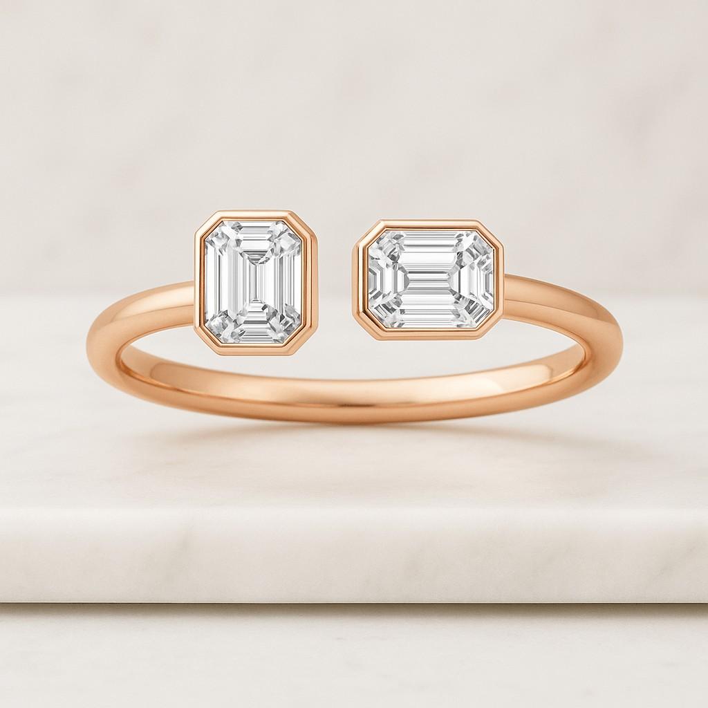 you n me wedding ring couples ring gift toi et moi lab grown diamond ring emerald cut engagement ring