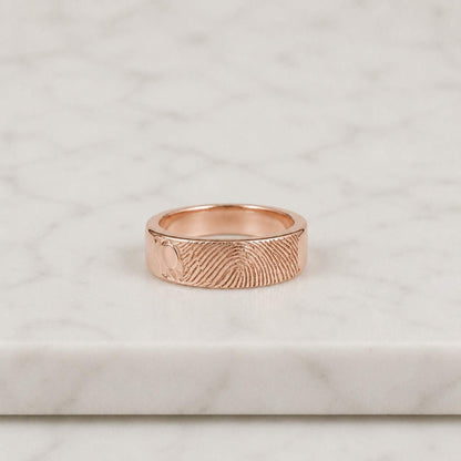 Your Actual Finger Print Rings, Family Fingerprints, Friendship Rings, Men Ring, Father's Gift, WEDDING RING - Gold Titanium Rings 6mm
