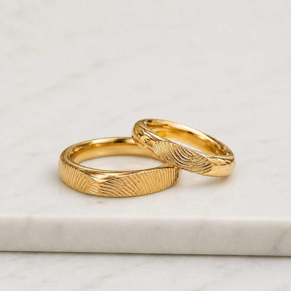 Your Actual Finger Print Rings, WEDDING RING, Family Fingerprints, Matching FingerPrint Ring, Gold Wedding Titanium Rings Set
