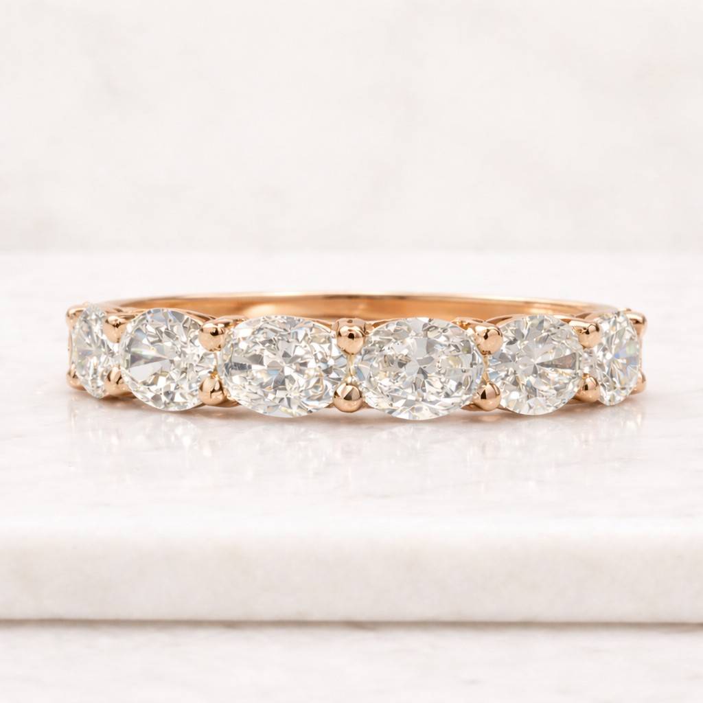 ab grown ring oval diamond ring eternity band half eternity ring wedding band women ring anniversary band