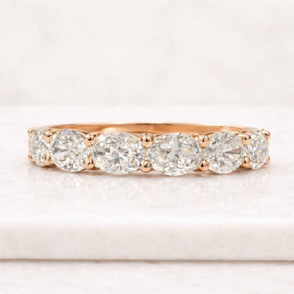 ab grown ring oval diamond ring eternity band half eternity ring wedding band women ring anniversary band