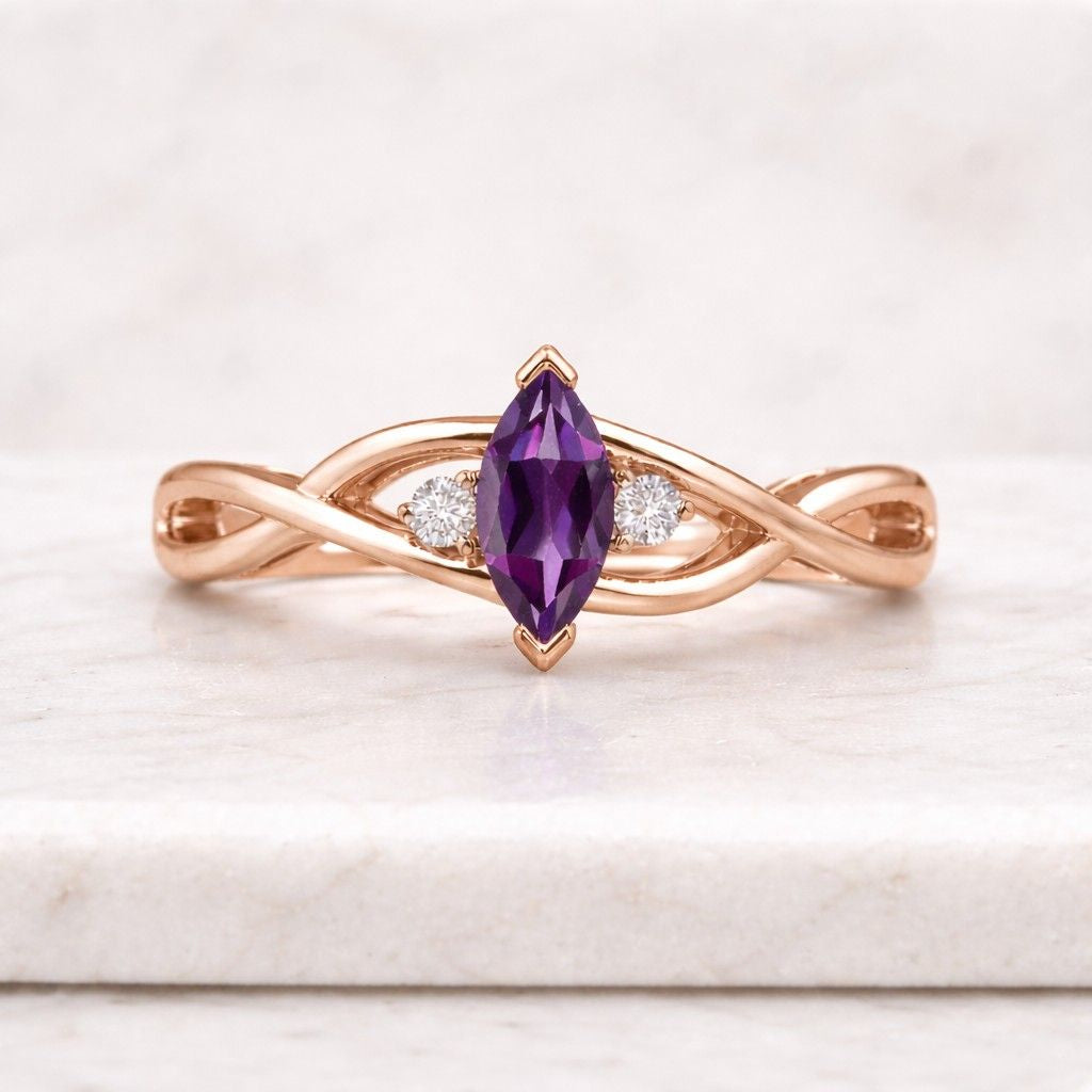 amethyst ring diamond ring moissanite ring lab diamond ring cubic zirconia ring natural gemstone ring purple gemstone ring violet stone ring crystal ring