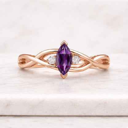 amethyst ring diamond ring moissanite ring lab diamond ring cubic zirconia ring natural gemstone ring purple gemstone ring violet stone ring crystal ring