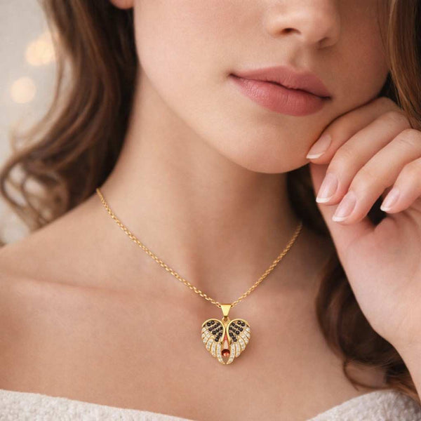 Cubic heart wing charm, Nickel free, Heart pendant, Wing charm, Wedding jewerly, Wedding gift, 1 piece, [Q5-G17]
