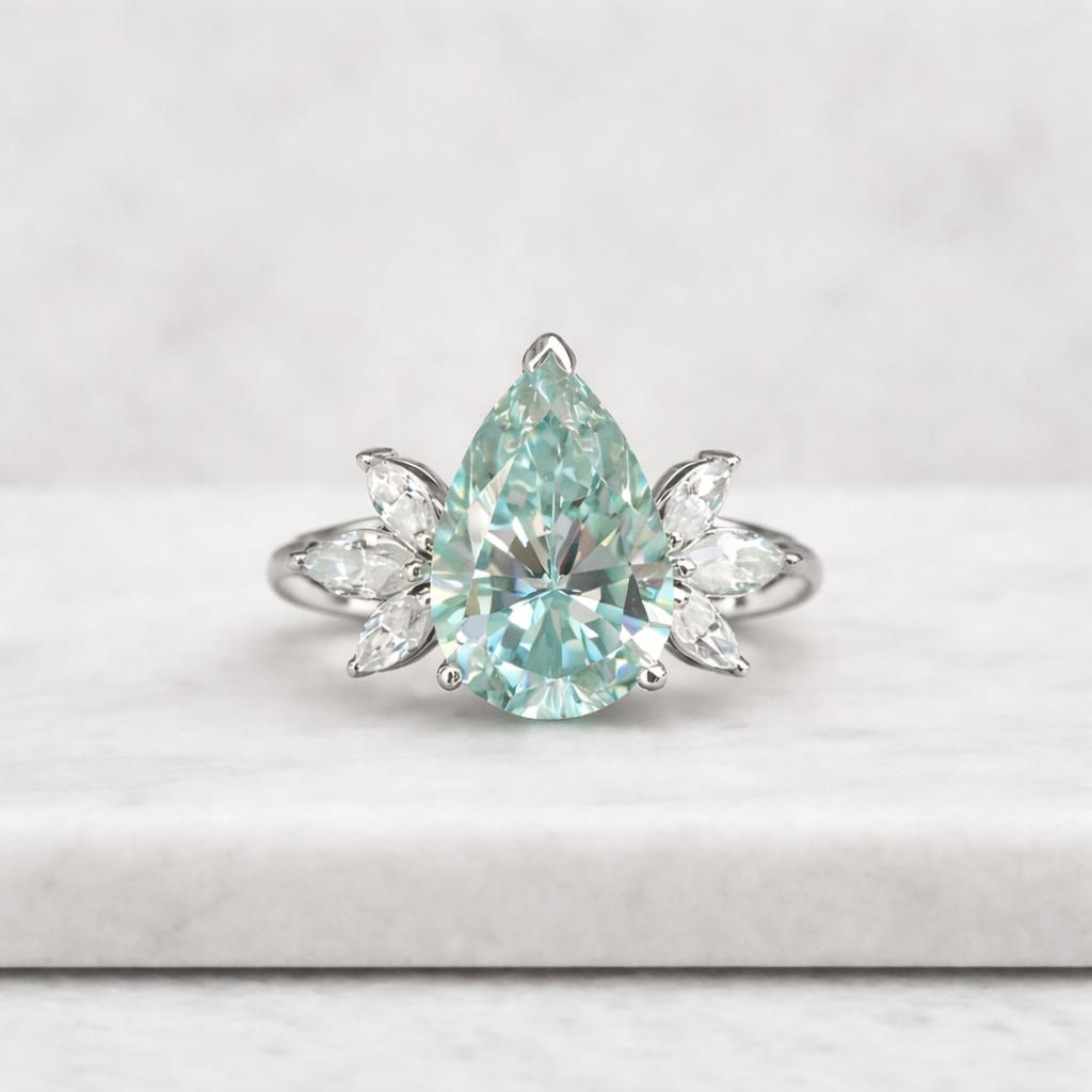 aqua gemstone ring sea glass ring mint stone ring icy blue ring sparkling ring bridal jewelry ring women jewelry ring fashion jewelry ring fine jewelry ring handmade jewelry ring