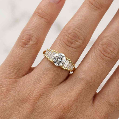 Diamond Engagement Ring Round Diamond Anniversary Ring Real Lab Grown Diamond Wedding Ring Pave Set Proposal Ring Flower Tulip Setting Ring