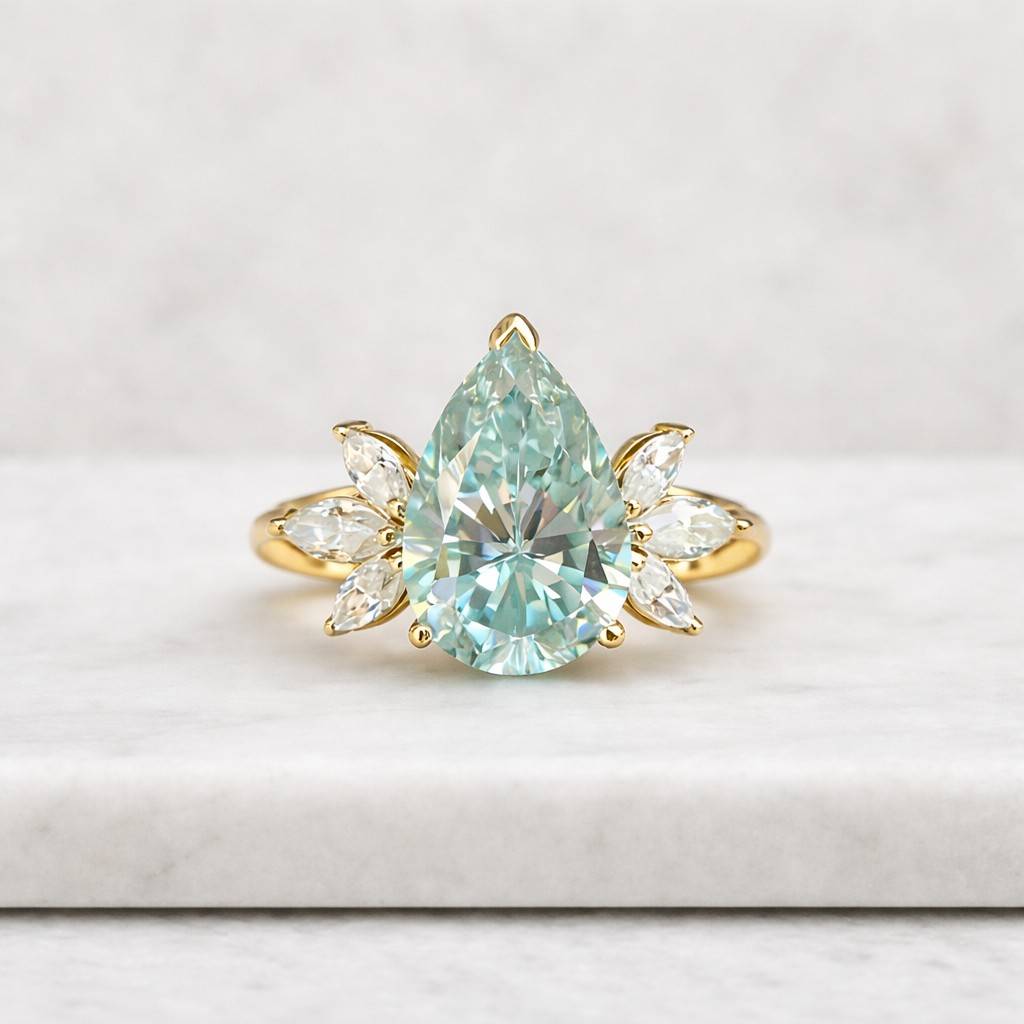 artisan engagement ring luxury engagement ring elegant engagement ring unique engagement ring teardrop engagement ring pastel gemstone ring