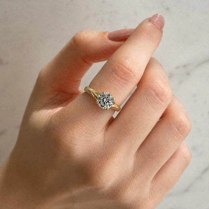 4 CT Round Cut Lab Grown Diamond Solitaire Ring 14K Solid Yellow Gold Minimalist Engagement Ring Classic Prong Set Promise Ring For Women
