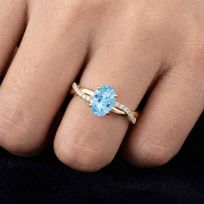 3CT Oval Cut Bridal Ring Set, Cubic Zirconia Engagement Ring, Twisted Infinity Wedding Band, Personalized Ring for Her