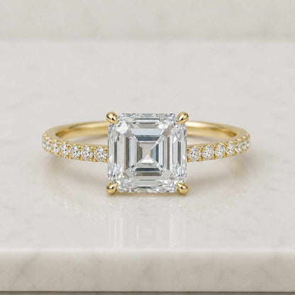 Asscher Cut Lab Grown Diamond Engagement Ring, Modern Bridal Jewelry, Anniversary Gift for Her.