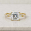 Asscher Cut Lab Grown Diamond Hidden Halo Pave Engagement Ring