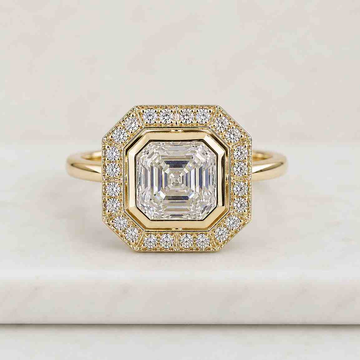 Asscher Cut Diamond Engagement Ring Asscher Diamond Trilogy Ring 3 Stone Ring for Her Real Lab Grown Diamond Ring Anniversary Gift for Her
