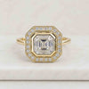 Asscher Cut Lab Grown Diamond Octagon Halo Engagement Ring