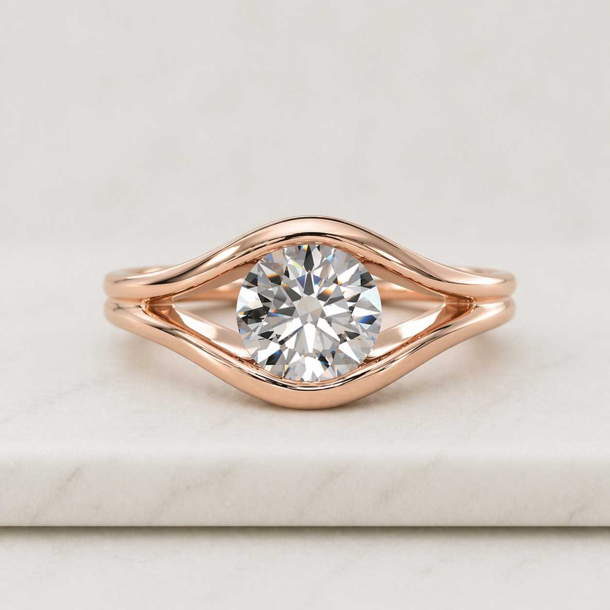 round lab grown diamond engagement ring, twisted solitaire ring, igi certified diamond ring, 14k gold promise ring, bridal gift for her
