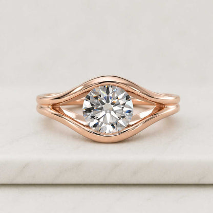 Round Lab Grown Diamond Engagement Ring, Twisted Solitaire Ring, IGI Certified Diamond Ring, 14K Gold Promise Ring, Bridal Gift for Her
