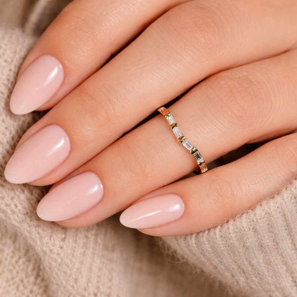 Art Deco 0.42 TC Baguette Cut Moissanite Waves Band,14k Solid Yellow Gold Ring,Wedding Band,Half Eternity Matching Band,Stacking Ring/Gift
